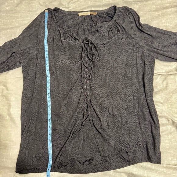 Ramy Brook Black Snake Print Bohemian Flowy Lace-Up Long Sleeve Blouse Sz M - Picture 8 of 8